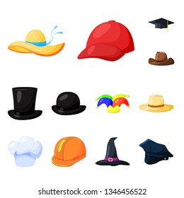 Isolated object of headgear and napper icon. Collection of headgear and helmet vector icon for stock.