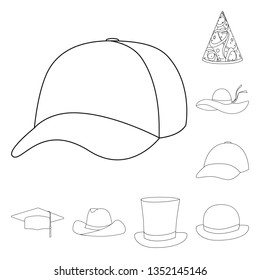 Isolated object of headgear and napper icon. Collection of headgear and helmet stock symbol for web.