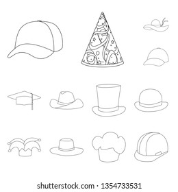 Isolated object of headgear and napper icon. Collection of headgear and helmet vector icon for stock.