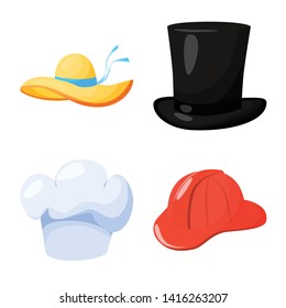 Isolated object of headgear and napper icon. Set of headgear and helmet stock symbol for web.
