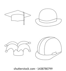 Isolated object of headgear and napper icon. Collection of headgear and helmet vector icon for stock.