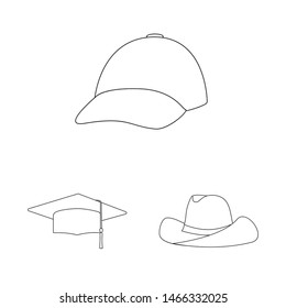 Isolated object of headgear and napper icon. Collection of headgear and helmet vector icon for stock.