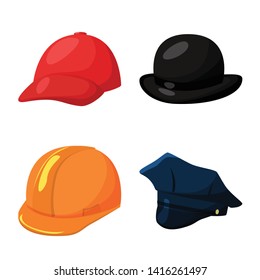 Isolated object of headgear and napper logo. Collection of headgear and helmet vector icon for stock.