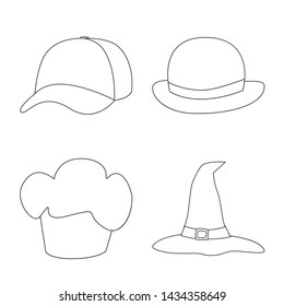 Isolated object of headgear and napper sign. Set of headgear and helmet stock vector illustration.