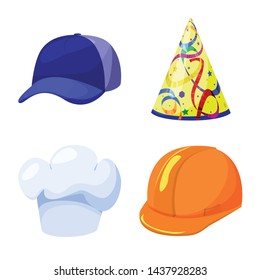 Isolated object of headgear and napper sign. Set of headgear and helmet stock vector illustration.