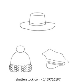 Isolated object of headgear and napper sign. Collection of headgear and helmet stock vector illustration.