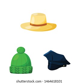 Isolated object of headgear and napper sign. Set of headgear and helmet vector icon for stock.