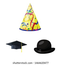 Isolated object of headgear and napper symbol. Collection of headgear and helmet stock vector illustration.