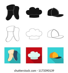 Isolated object of headwear and cap icon. Set of headwear and accessory stock symbol for web.