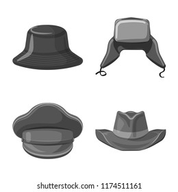 Isolated object of headwear and cap icon. Collection of headwear and accessory vector icon for stock.
