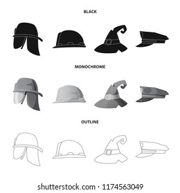 Isolated object of headwear and cap icon. Collection of headwear and accessory stock symbol for web.
