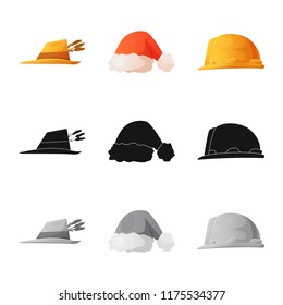 Isolated object of headwear and cap icon. Set of headwear and accessory stock symbol for web.