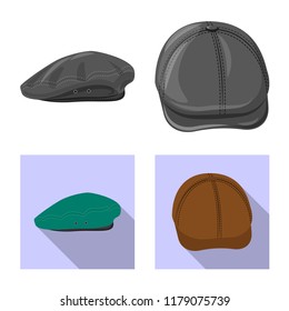 Isolated object of headwear and cap icon. Collection of headwear and accessory stock vector illustration.