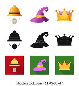 Isolated object of headwear and cap logo. Collection of headwear and accessory vector icon for stock.