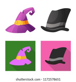 Isolated object of headwear and cap logo. Set of headwear and accessory stock vector illustration.