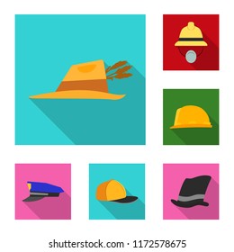 Isolated object of headwear and cap logo. Set of headwear and accessory stock symbol for web.