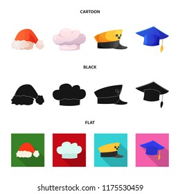 Isolated object of headwear and cap logo. Set of headwear and accessory vector icon for stock.