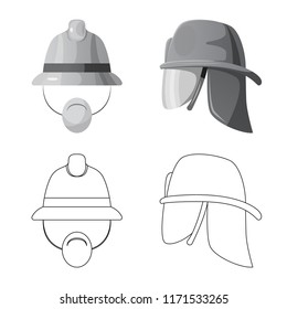 Isolated object of headwear and cap sign. Set of headwear and accessory stock vector illustration.
