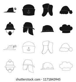 Isolated object of headwear and cap sign. Collection of headwear and accessory vector icon for stock.