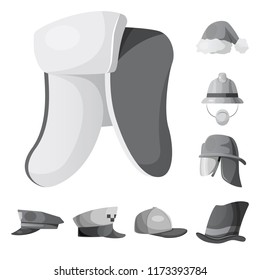 Isolated object of headwear and cap sign. Set of headwear and accessory stock vector illustration.