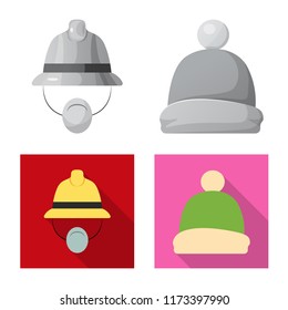 Isolated object of headwear and cap sign. Set of headwear and accessory stock vector illustration.