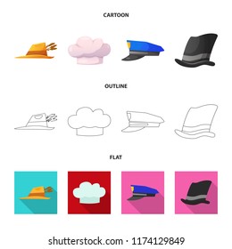 Isolated object of headwear and cap sign. Set of headwear and accessory vector icon for stock.