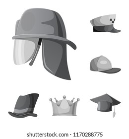 Isolated object of headwear and cap symbol. Collection of headwear and accessory vector icon for stock.