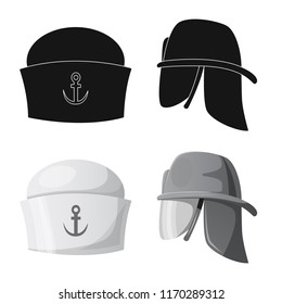 Isolated object of headwear and cap symbol. Collection of headwear and accessory stock vector illustration.