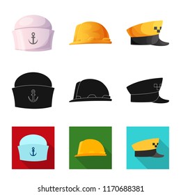 Isolated object of headwear and cap symbol. Collection of headwear and accessory vector icon for stock.