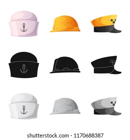 Isolated object of headwear and cap symbol. Collection of headwear and accessory vector icon for stock.