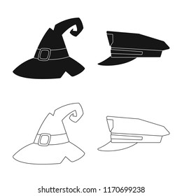 Isolated object of headwear and cap symbol. Collection of headwear and accessory vector icon for stock.