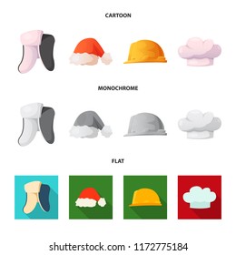 Isolated object of headwear and cap symbol. Collection of headwear and accessory vector icon for stock.