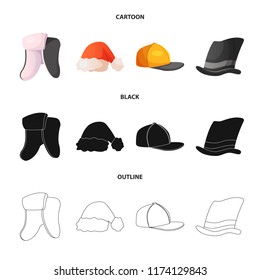 Isolated object of headwear and cap symbol. Collection of headwear and accessory stock vector illustration.