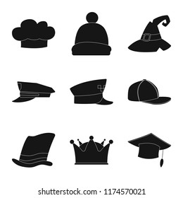 Isolated object of headwear and cap symbol. Collection of headwear and accessory vector icon for stock.