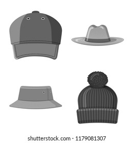 Isolated object of headwear and cap symbol. Collection of headwear and accessory vector icon for stock.