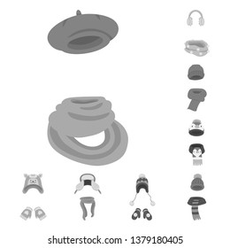 Isolated object of headwear  and fashion  logo. Set of headwear  and cold vector icon for stock.