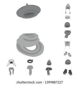 Isolated object of headwear  and fashion  sign. Collection of headwear  and cold stock symbol for web.