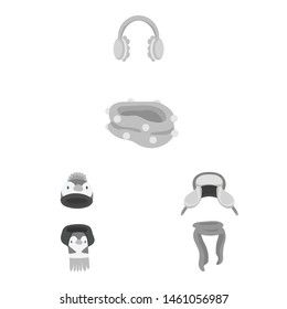 Isolated object of headwear and fashion sign. Set of headwear and cold stock vector illustration.