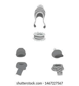 Isolated object of headwear and fashion signs. Collection of headwear and cold stock vector illustration.