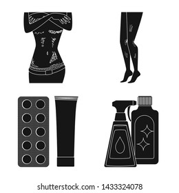 Isolated object of healthcare and medical icon. Set of healthcare and dermatology stock vector illustration.