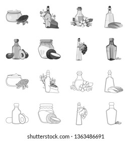 Isolated object of healthy  and vegetable  icon. Set of healthy  and agriculture stock symbol for web.