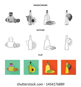 Isolated object of healthy and vegetable icon. Set of healthy and agriculture vector icon for stock.