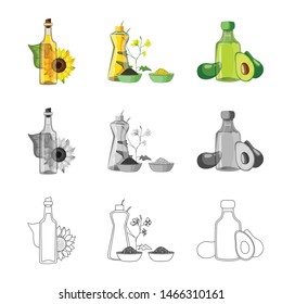 Isolated object of healthy and vegetable icon. Collection of healthy and agriculture stock symbol for web.