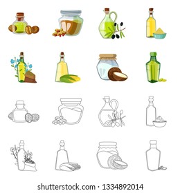 Isolated object of healthy  and vegetable  logo. Collection of healthy  and agriculture vector icon for stock.