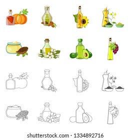 Isolated object of healthy  and vegetable  logo. Collection of healthy  and agriculture stock symbol for web.
