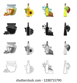 Isolated object of healthy  and vegetable  logo. Set of healthy  and agriculture vector icon for stock.