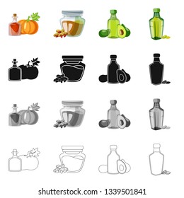 Isolated object of healthy  and vegetable  logo. Collection of healthy  and agriculture stock symbol for web.