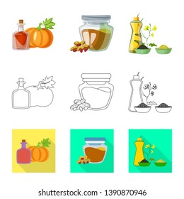 Isolated object of healthy  and vegetable  logo. Collection of healthy  and agriculture stock vector illustration.
