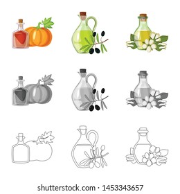 Isolated object of healthy and vegetable logo. Set of healthy and agriculture stock vector illustration.