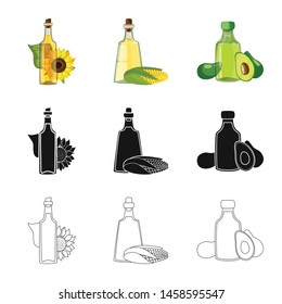 Isolated object of healthy and vegetable logo. Collection of healthy and agriculture stock vector illustration.